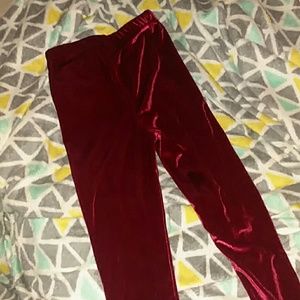 Red velvet leggings